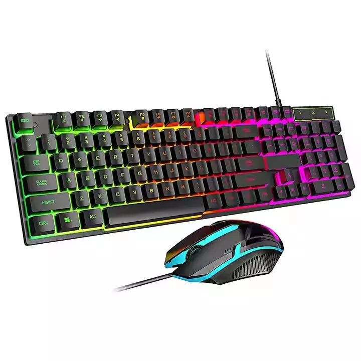 Teclado Rainbow Backlit Gaming Keyboard and Mouse Combo
